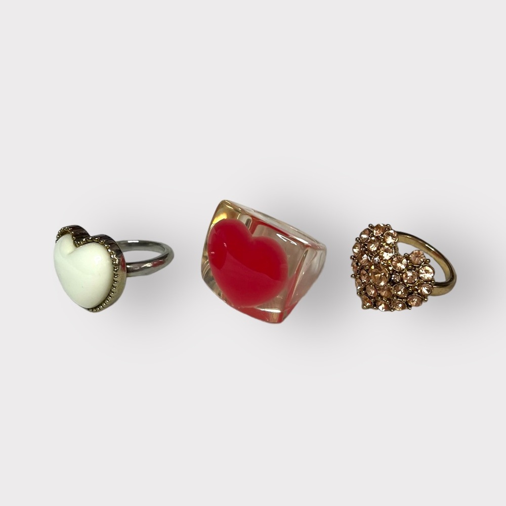 Valentine's Day 3 Heart Ring Bundle Size 7 - Picture 2 of 7